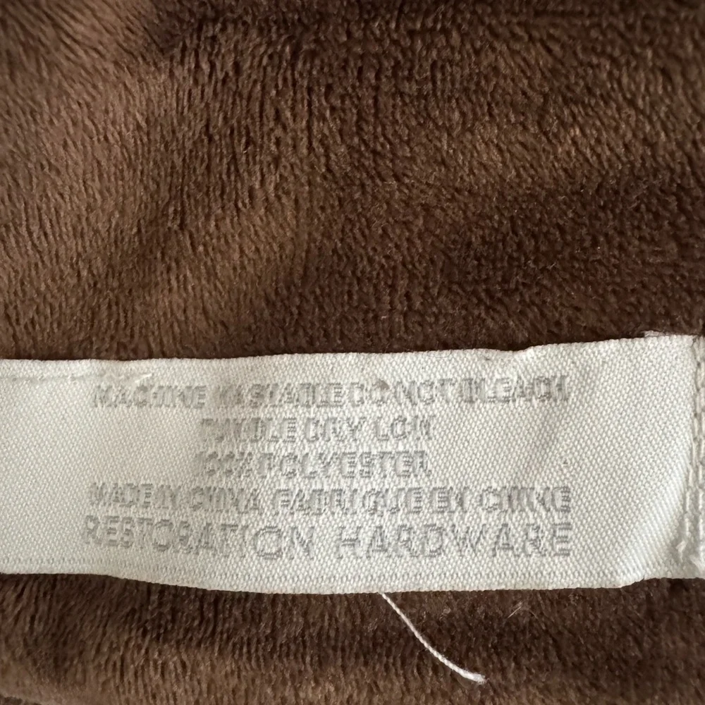 Restoration Hardware Plush chocolate brown plush fleece blanket throw 42x63